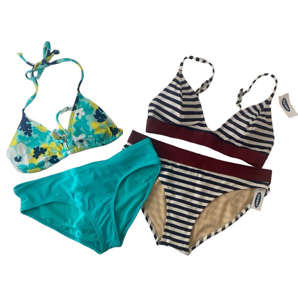 Old Navy Striped and Floral Bikini Set, size S & M